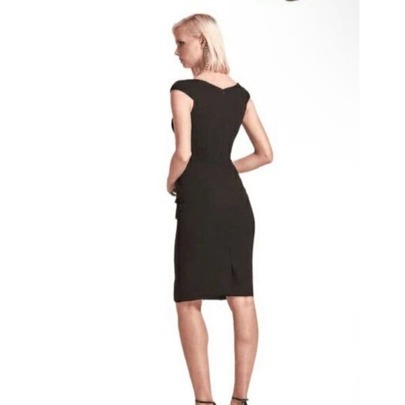 NWT Park‎ 108 Cocktail Dress Black Crepe Peplum Design Size 12 - Picture 2 of 10